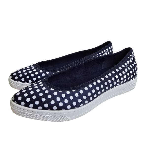 Polka Dot Loafers AK Sport Over The Top Size 8 Navy Blue White Slip On Sneakers - Picture 4 of 14